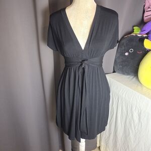 Black Empire Waist Tie-Front Knit Dress – Women’s Size M